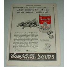 1922 Campbell's Ox Tail Soup Ad - Meaty, Marrowy