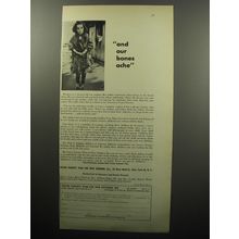1951 Foster Parents' Plan for War Children Ad - And our bones ache