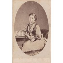 Victorian Cabinet Card Of Displeased Lady & Her Photo Album