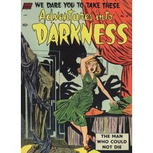 Adventures Into Darkness Skeleton Silhouette 1950s Horror Comic Postcard
