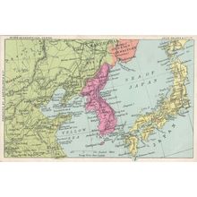 Japan Asia Korea China Mongolia Bartholomews Map Old Postcard