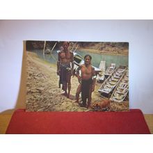 DAYAK MEN OF THE SEA, SARAWAK, MALAYSIA unused postcard =