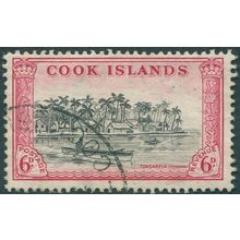 Cook Islands 1949 6d black & carmine SG155 used