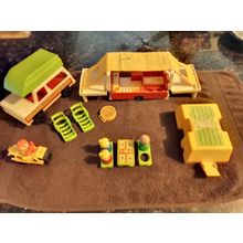 Old Vintage Fisher Price Play Family Car & Camper # 992 100% Complete 1980