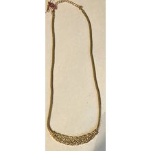 Gold Tone Crystal Accent Choker Length Necklace 16" #4153