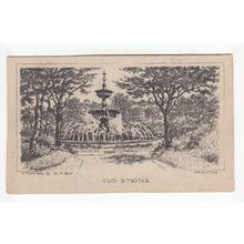 Old Steine Gardens Fountain Brighton G H Bly Etching Art Postcard East Sussex