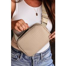 Parchment Checkered Zipped Buckle Strap Crossbody Bag