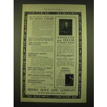 1924 Henry Holt & Company Ad - Mrs. John King Van Renselaer