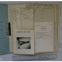 1958 Devdevani Dew Gauge leaflet 772 + Monthly Dew Registers & Summaries
