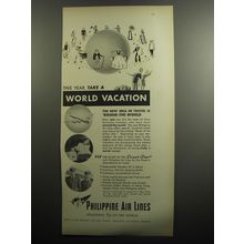 1951 Philippine Air Lines Ad - This year, take a world vacation