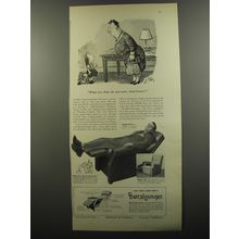 1953 Barcalounger Chair Ad - cartoon by William Steig - What size chair