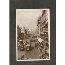 Postcard London The Strand Old cars and Buses
