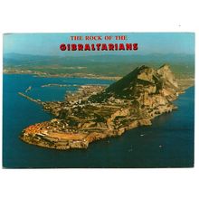 Postcard Gibraltar Rock of the Gibraltarians aerial view 1990 maritime mail
