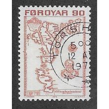 FAR 1975 90o 'MAP OF FAROE ISLANDS' FINE USED (EBID74-930)