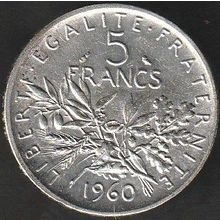 1960 France 5 Francs Silver Coin