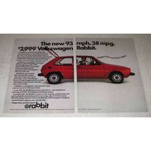 1975 Volkswagen Rabbit Ad - 93mph, 38 mpg