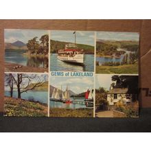 multiview, GEMS OF LAKELAND. CUMBRIA used postcard. by Gomis Ltd.. 1978 pm #