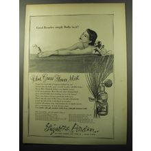 1950 Elizabeth Arden Blue Grass Flower Mist Ad - Great beauties simply Bathe