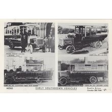 Southdown Bus Vehicles Tram 4 Views Transport Rare Postcard