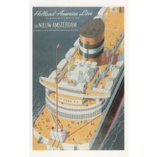 Holland America Line SS New Nieuw Amsterdam Ship Poster Postcard