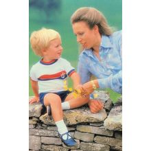 Princess Anne With Her Boy Peter In Sailor Shirt Royal Rare Postcard