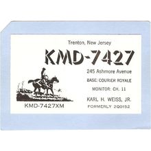 New Jersey Trenton QSL Card KMD-7427 Karl H Weiss Jr 245 Ashmore Ave~1280