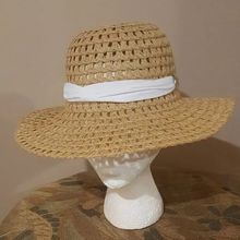 New Girls Floppy Straw White Band Hat