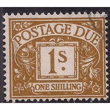GB 1960 QE2 1/-d Ochre Postage Due Used SG D64 Wmk 179 ( F174 )