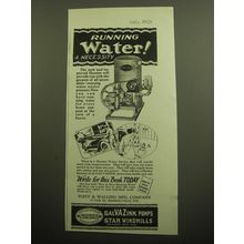 1928 Flint & Walling Galvazink Pumps Ad - Running water a necessity
