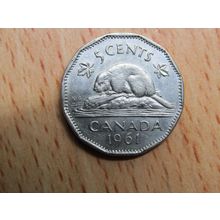 1961 Queen Elizabeth ll 5 Cents Canada Coin