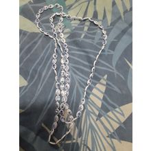 womens beaded necklace hangs 58cm blue flower pattern on each bead