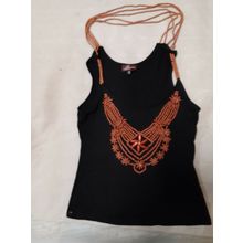 womens Reem brand size 10 black halter top with brown beaded front