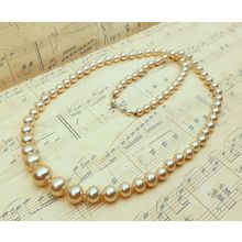 Vintage Glass Pearl 24" Long Beaded Necklace with 925 Sterling Silver Clasp