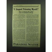 1921 Paradise Water Ad - I Stopped Poisoning Myself