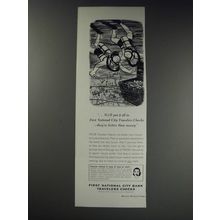 1963 First National City Bank Travelers Checks Ad - William Steig Cartoon