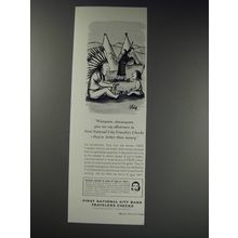 1963 First National City Bank Travelers Checks Ad - William Steig - Wampum