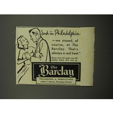 1951 The Barclay Hotel Advertisement
