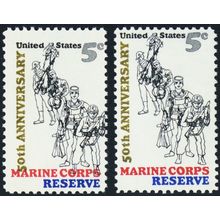1315, Color Shift Freak Error Mint NH 5¢ Marine Corp With Normal * Stuart Katz