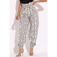 Women's Snake Skin Printed Paper Bag Style Cargo Pants