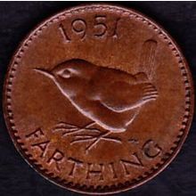 1951 Great Britain 1 Farthing Coin