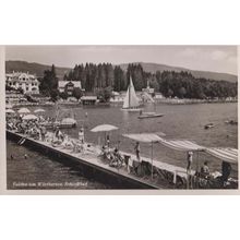 Worthersee Schlobbad Sunbathing Sailing Austria Austrian Real Photo Postcard