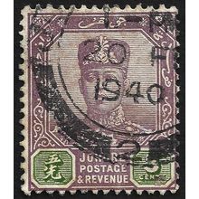 JOHORE 1921 w.MSCA 5c Sc#107 USED @N809