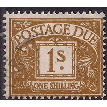 GB 1960 QE2 1/-d Ochre Postage Due Used SG D64 Wmk 179 ( F975 )