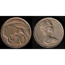 New Zealand Twenty Cents 1971 20c Coin Kiwi NZ QE II