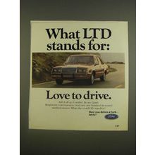 1985 Ford LTD Car Ad - What LTD stands for: Love to drive