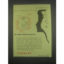 1949 Yardley Night Cream Ad - For visible results to-morrow