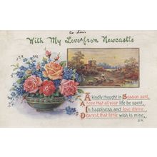 With Love From Newcastle Farmer Farming Greetings Old Postcard