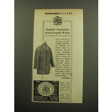 1959 J. Press Coat Advertisement - English lambskin knee-length warm