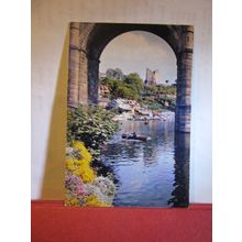 CASTLE & RIVER NIDD, KNARESBOROUGH, YORKSHIRE unused vintage postcard =