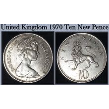 United Kingdom 1970 QE II Ten New Pence - Circulated